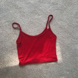 Brandy Melville Red Ribbed Cropped Tank Top